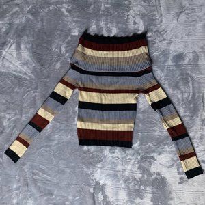 Debut Horizonal Striped Off the Shoulder Sweater